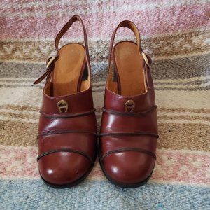 Vintage Etienne Aigner Wedge Mules size 5